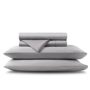 English Elm 4 Piece King Supima Cotton Sheet Set Sateen Weave 500 Thread Count Soft Bedding Grey B035P529094