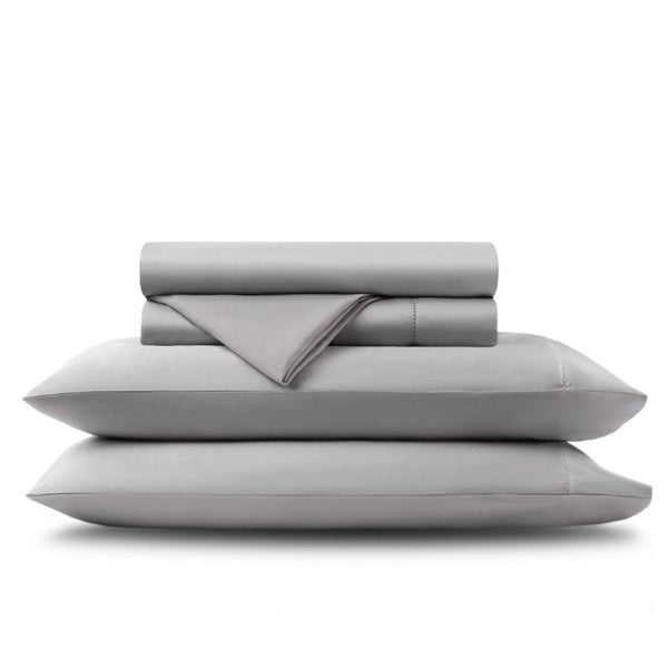 English Elm 4 Piece King Supima Cotton Sheet Set Sateen Weave 500 Thread Count Soft Bedding Grey B035P529094