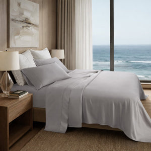 English Elm 4 Piece King Supima Cotton Sheet Set Sateen Weave 500 Thread Count Soft Bedding Grey B035P529094