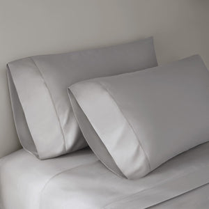 English Elm 4 Piece Split King Cotton Sateen Sheet Set with Scallop Embroidery for Adjustable Beds Grey 5 Pieces B035P529096