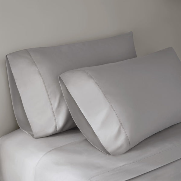 English Elm 4 Piece Split King Cotton Sateen Sheet Set with Scallop Embroidery for Adjustable Beds Grey 5 Pieces B035P529096