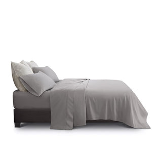 English Elm 4 Piece Split King Cotton Sateen Sheet Set with Scallop Embroidery for Adjustable Beds Grey 5 Pieces B035P529096