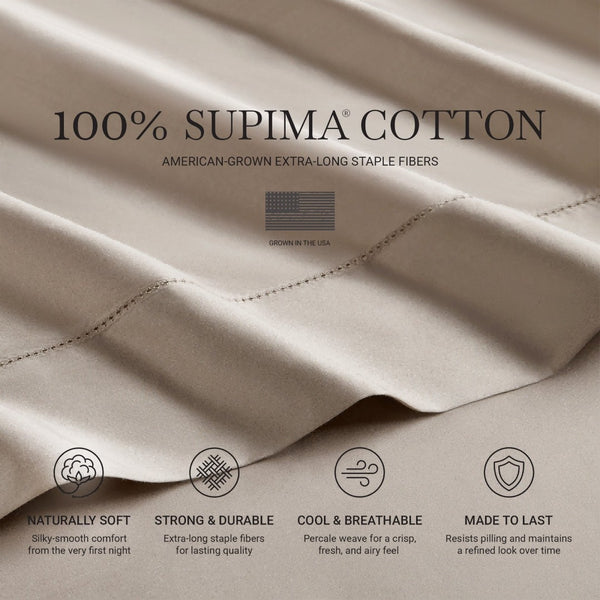English Elm 4 Piece Queen Supima Cotton Sateen Sheet Set with Deep Pocket Fit and Tailored Hem Linen B035P529097