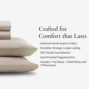 English Elm 4 Piece King Supima Cotton Sheet Set Sateen Weave 500 Thread Count Soft Bedding Linen B035P529098