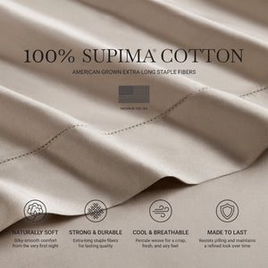 English Elm 4 Piece King Supima Cotton Sheet Set Sateen Weave 500 Thread Count Soft Bedding Linen B035P529098