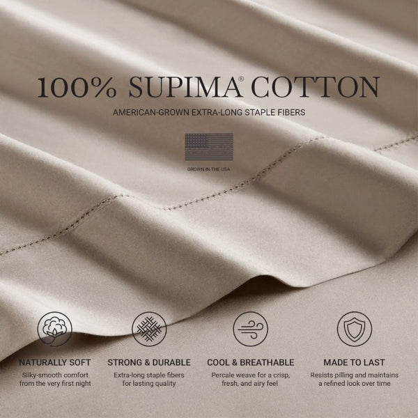 English Elm 4 Piece King Supima Cotton Sheet Set Sateen Weave 500 Thread Count Soft Bedding Linen B035P529098