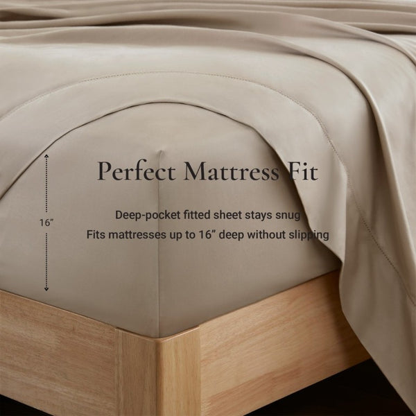 English Elm 4 Piece King Supima Cotton Sheet Set Sateen Weave 500 Thread Count Soft Bedding Linen B035P529098
