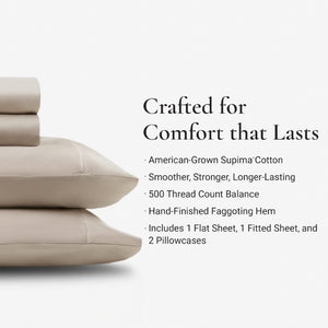 English Elm 5 Piece Split King Supima Cotton Sheet Set 500 Thread Count Sateen Adjustable Bed B035P529100