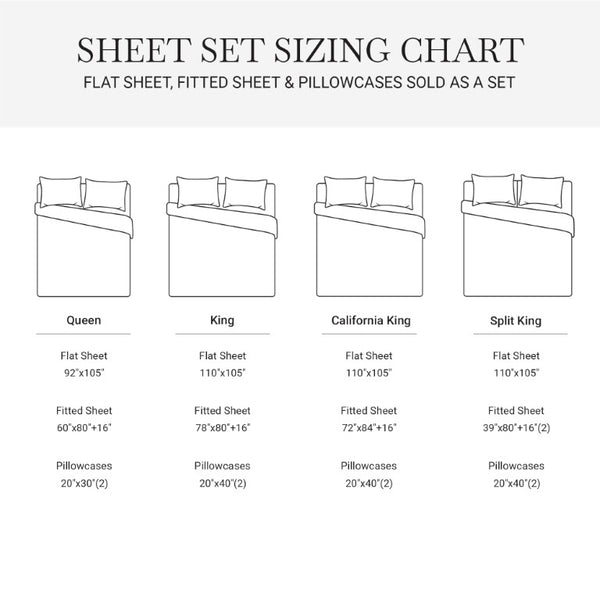 English Elm 5 Piece Split King Supima Cotton Sheet Set 500 Thread Count Sateen Adjustable Bed B035P529100