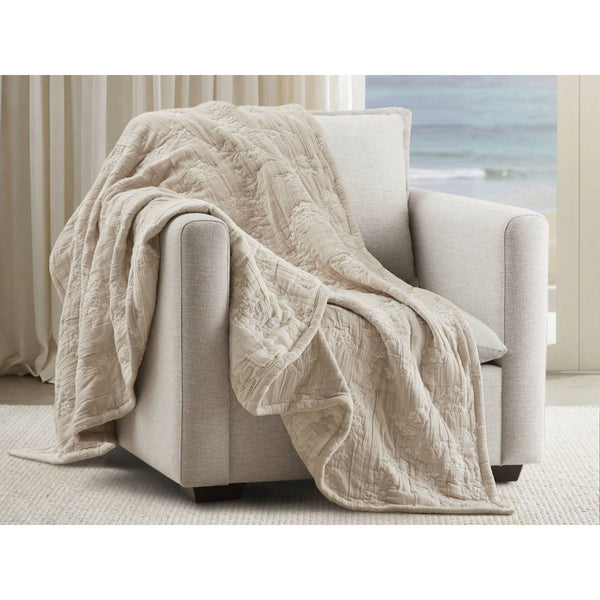 English Elm 1 Piece Heavyweight Cotton Jacquard Throw Woven Botanical Motif for Sofa or Bed Linen B035P529102