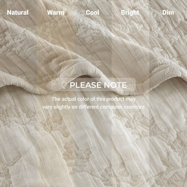 English Elm 1 Piece Heavyweight Cotton Jacquard Throw Woven Botanical Motif for Sofa or Bed Linen B035P529102