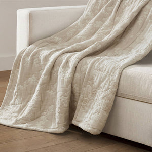 English Elm 1 Piece Heavyweight Cotton Jacquard Throw Woven Botanical Motif for Sofa or Bed Linen B035P529102