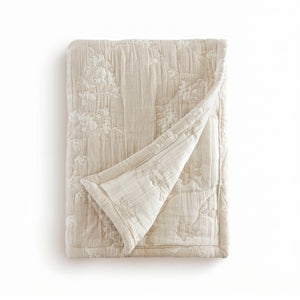 English Elm 1 Piece Heavyweight Cotton Jacquard Throw Woven Botanical Motif for Sofa or Bed Linen B035P529102