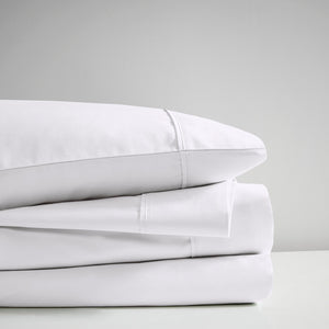 English Elm 4 Piece Cooling Sateen Sheet Set with Peached Finish for Hot Sleepers Bedroom Comfort White Cal King B035P529110