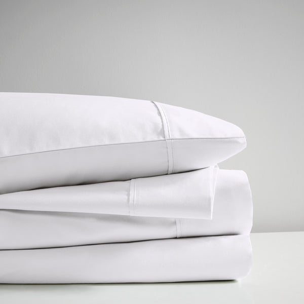 English Elm 4 Piece Cooling Sateen Sheet Set with Peached Finish for Hot Sleepers Bedroom Comfort White Cal King B035P529110