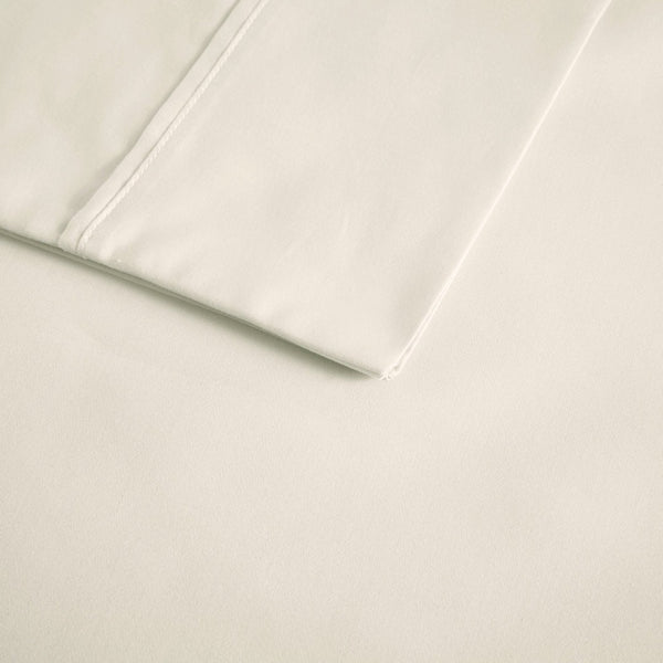 English Elm 4 Piece Cooling Sateen Sheet Set with Peached Finish for Hot Sleepers Bedroom Comfort Ivory King B035P529112