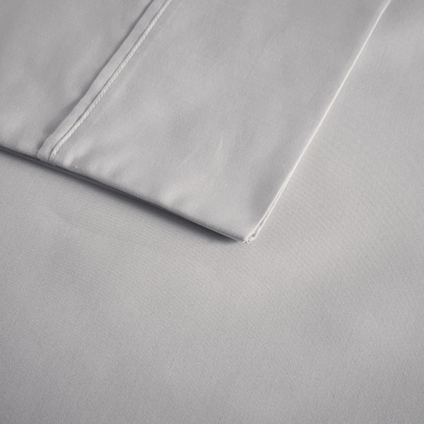 English Elm 4 Piece Cooling Sateen Sheet Set with Peached Finish for Hot Sleepers Bedroom Comfort Grey King B035P529115