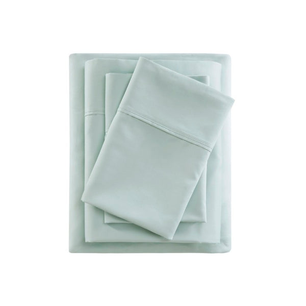English Elm 4 Piece Cal King 600 Thread Count Sateen Cotton Blend Cooling Sheet Set for Hot Sleepers Seafoam B035P529118