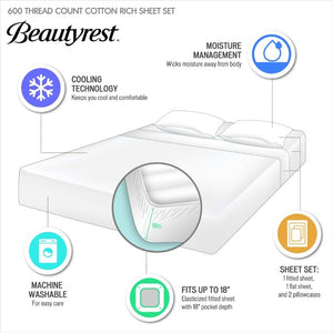 English Elm 4 Piece Cal King 600 Thread Count Sateen Cotton Blend Cooling Sheet Set for Hot Sleepers Seafoam B035P529118