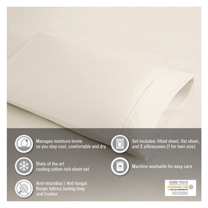 English Elm 4 Piece Cal King 600 Thread Count Sateen Cotton Blend Cooling Sheet Set for Hot Sleepers Seafoam B035P529118