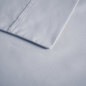 English Elm 4 Piece Cooling Sateen Sheet Set with Peached Finish for Hot Sleepers Bedroom Comfort Grey-Blue King B035P529120