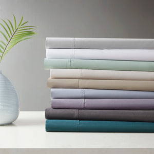 English Elm 4 Piece Cal King 600 Thread Count Sateen Cotton Blend Cooling Sheet Set for Hot Sleepers Grey-Blue B035P529121