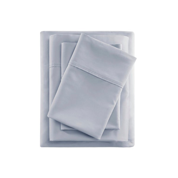 English Elm 4 Piece Cal King 600 Thread Count Sateen Cotton Blend Cooling Sheet Set for Hot Sleepers Grey-Blue B035P529121