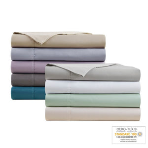 English Elm 4 Piece Cal King 600 Thread Count Sateen Cotton Blend Cooling Sheet Set for Hot Sleepers Grey-Blue B035P529121