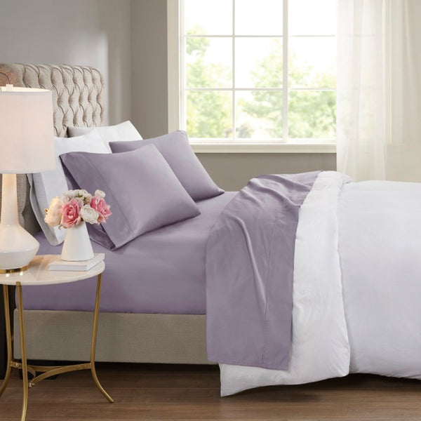 English Elm 4 Piece Cal King 600 Thread Count Sateen Cotton Blend Cooling Sheet Set for Hot Sleepers Purple B035P529126
