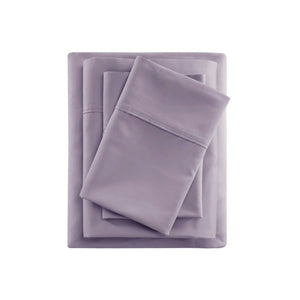 English Elm 4 Piece Cal King 600 Thread Count Sateen Cotton Blend Cooling Sheet Set for Hot Sleepers Purple B035P529126