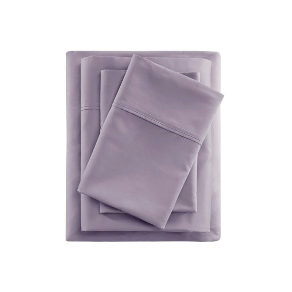 English Elm 4 Piece Cal King 600 Thread Count Sateen Cotton Blend Cooling Sheet Set for Hot Sleepers Purple B035P529126