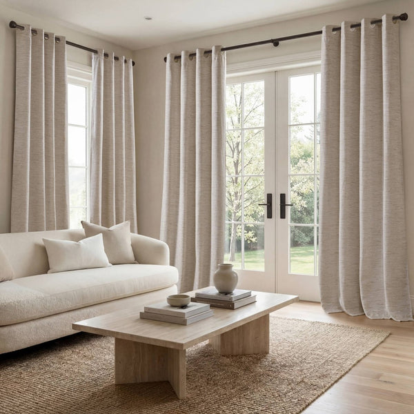 English Elm 2 Jacquard Woven Blackout Curtain Panels Polyester Textured Drapes for Bedroom Neutral B035P529143