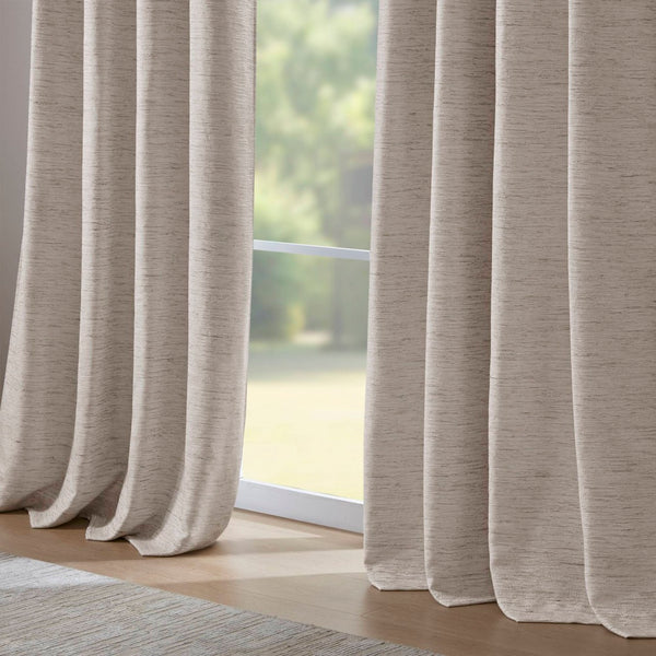 English Elm 2 Jacquard Woven Blackout Curtain Panels Polyester Textured Drapes for Bedroom Neutral B035P529143