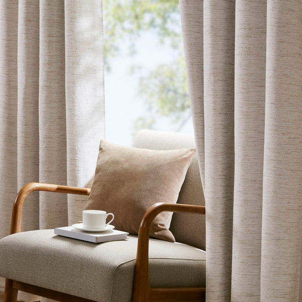 English Elm 2 Jacquard Woven Blackout Curtain Panels Polyester Textured Drapes for Bedroom Neutral B035P529143