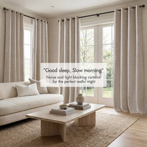 English Elm 2 Jacquard Woven Blackout Curtain Panels Polyester Textured Drapes for Bedroom Neutral B035P529143