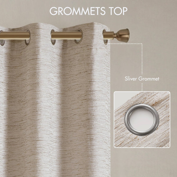 English Elm 2 Jacquard Woven Blackout Curtain Panels Polyester Textured Drapes for Bedroom Neutral B035P529143