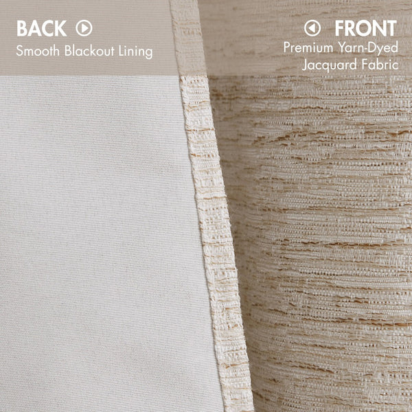 English Elm 2 Jacquard Woven Blackout Curtain Panels Polyester Textured Drapes for Bedroom Neutral B035P529143