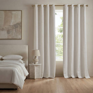 English Elm 2 Jacquard Woven Blackout Curtain Panels Polyester Textured Drapes for Bedroom White B035P529144