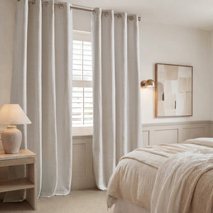 English Elm 2 Jacquard Woven Blackout Curtain Panels Polyester Textured Drapes for Bedroom White B035P529144