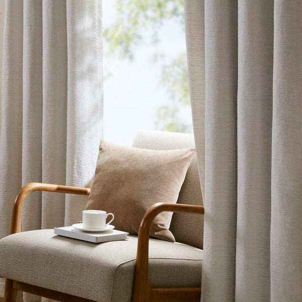 English Elm 2 Jacquard Woven Blackout Curtain Panels Polyester Textured Drapes for Bedroom White B035P529144