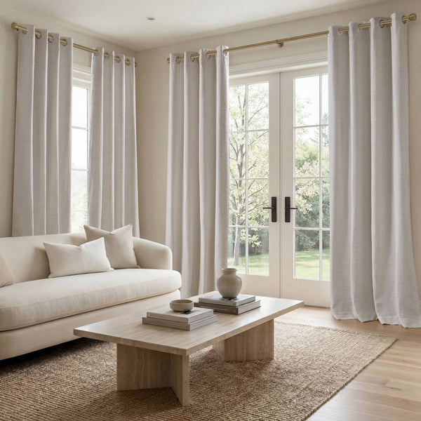 English Elm 2 Jacquard Woven Blackout Curtain Panels Polyester Textured Drapes for Bedroom White B035P529144