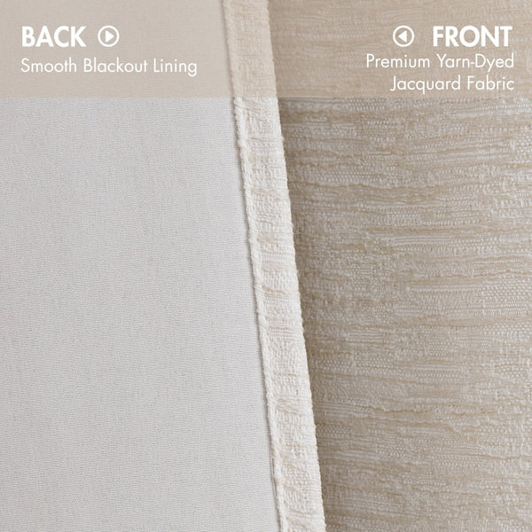 English Elm 2 Jacquard Woven Blackout Curtain Panels Polyester Textured Drapes for Bedroom White B035P529144