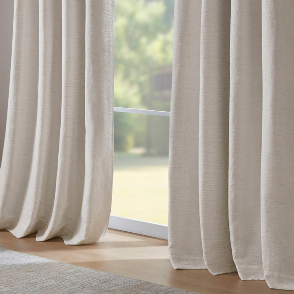 English Elm 2 Jacquard Woven Blackout Curtain Panels Polyester Textured Drapes for Bedroom White B035P529144