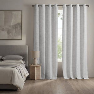English Elm 2 Jacquard Woven Blackout Curtain Panels Polyester Textured Drapes for Bedroom Grey B035P529145