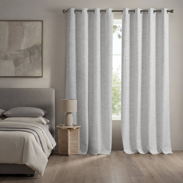 English Elm 2 Jacquard Woven Blackout Curtain Panels Polyester Textured Drapes for Bedroom Grey B035P529145