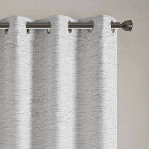 English Elm 2 Jacquard Woven Blackout Curtain Panels Polyester Textured Drapes for Bedroom Grey B035P529145