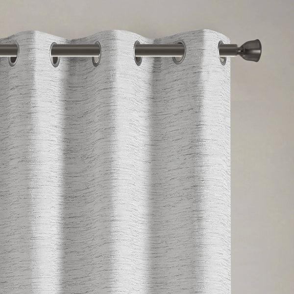 English Elm 2 Jacquard Woven Blackout Curtain Panels Polyester Textured Drapes for Bedroom Grey B035P529145