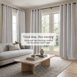 English Elm 2 Jacquard Woven Blackout Curtain Panels Polyester Textured Drapes for Bedroom Grey B035P529145