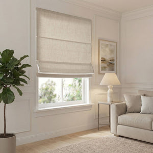 English Elm 1 Cordless Roman Shade Woven Linen Texture Thermal Backing for Bedroom or Living Room Neutral B035P529149