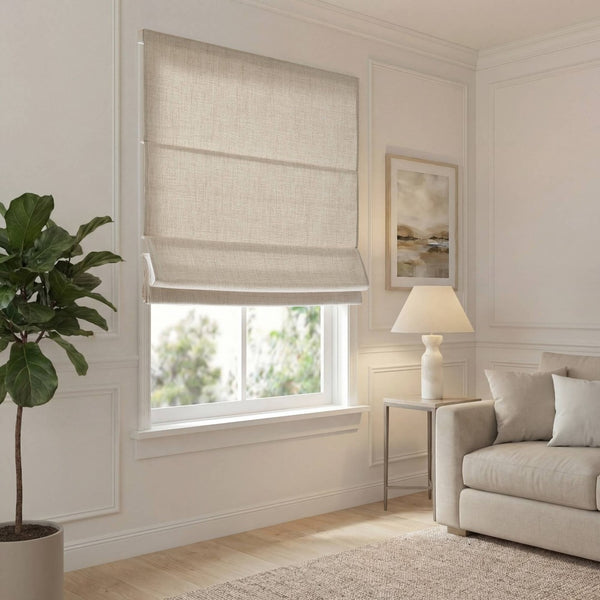 English Elm 1 Cordless Roman Shade Woven Linen Texture Thermal Backing for Bedroom or Living Room Neutral B035P529149